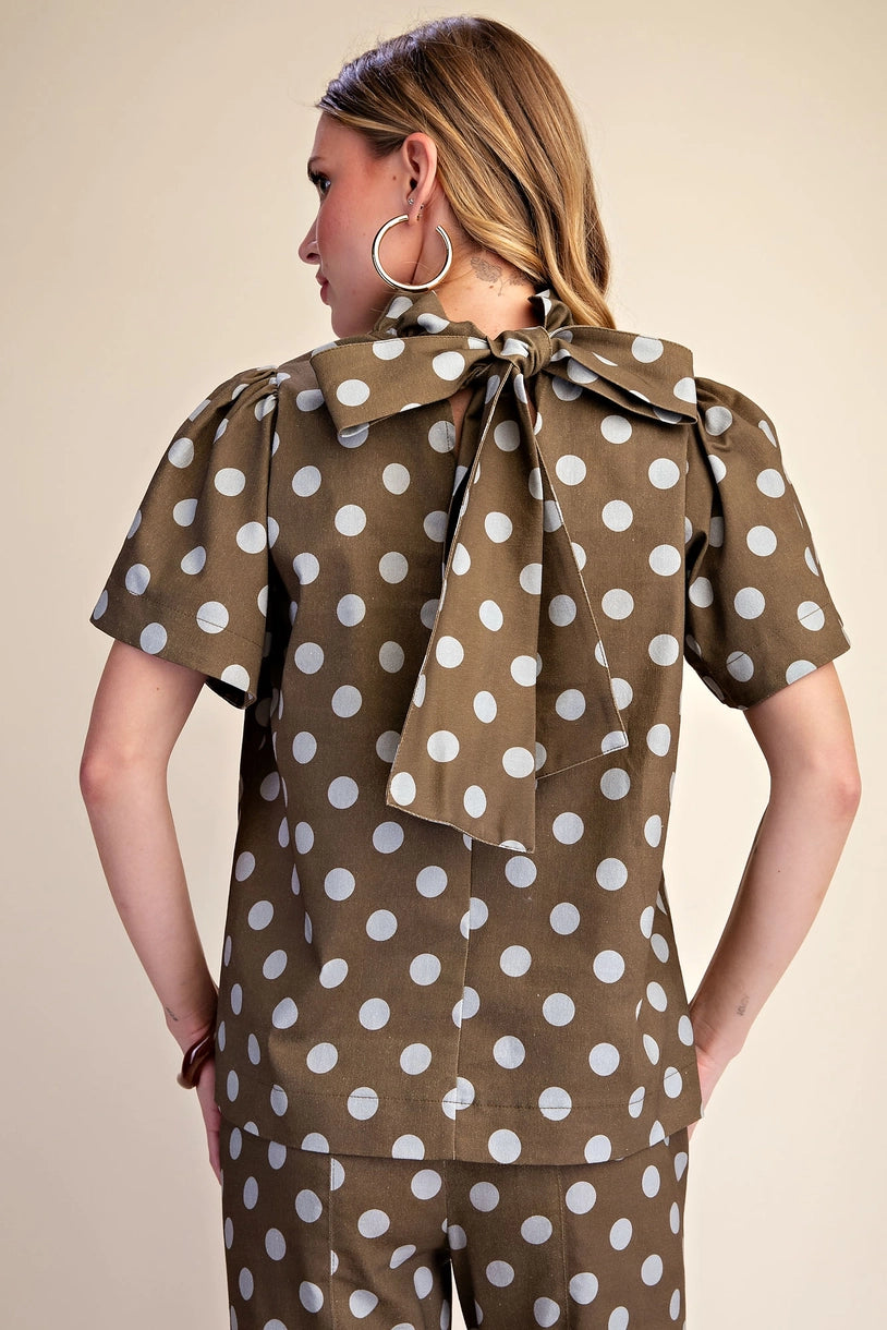 Polka Dot Ruffle Top
