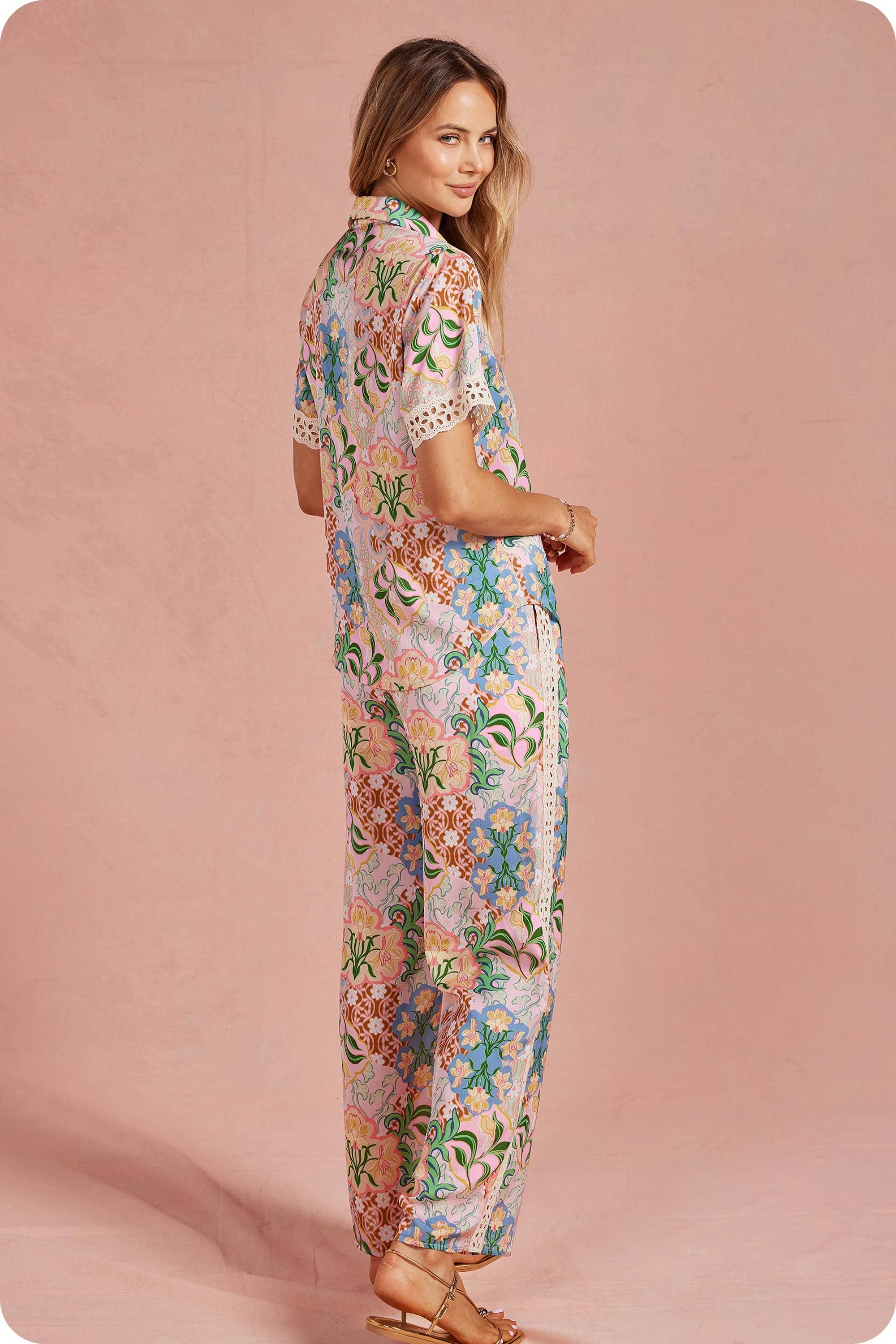 Garden Party Crochet Satin Pants