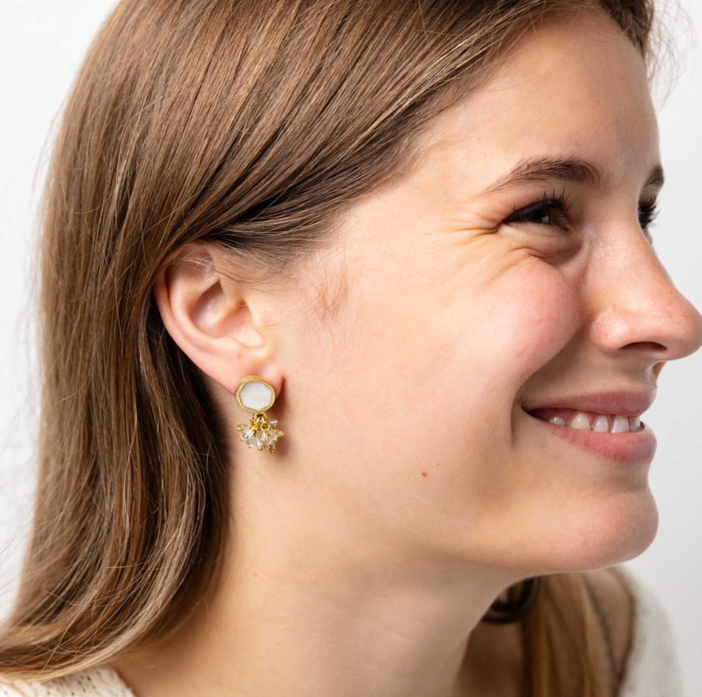 White Enamel Earrings