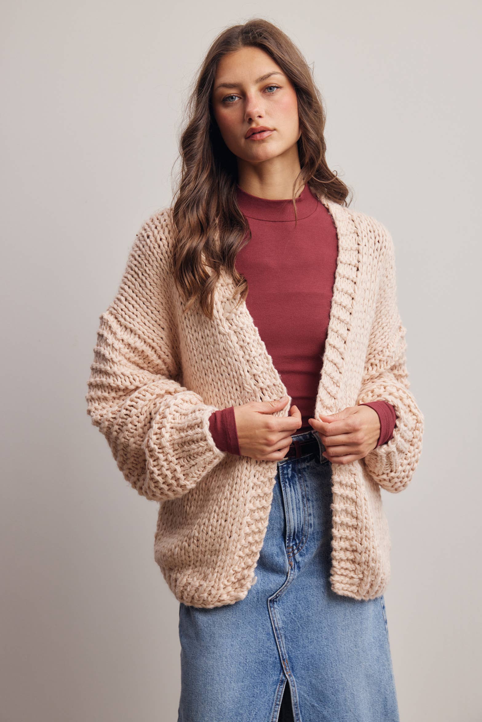 Chunky Knit Heart Back Cardigan