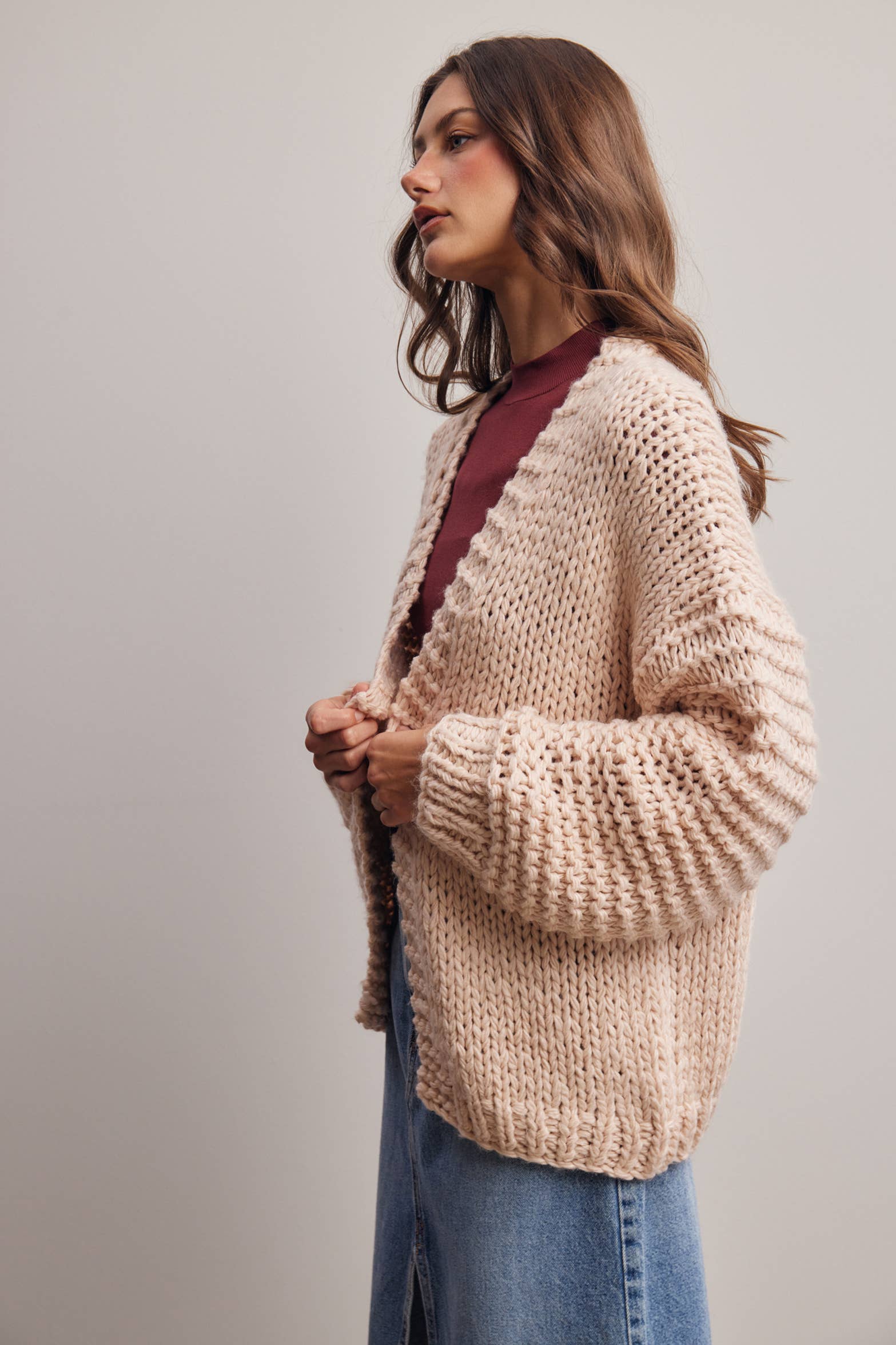 Chunky Knit Heart Back Cardigan