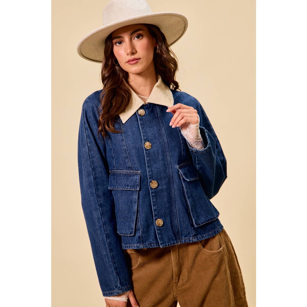 Zip Up and Button Denim Jacket