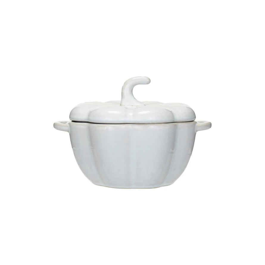 Stoneware White Pumpkin Baker