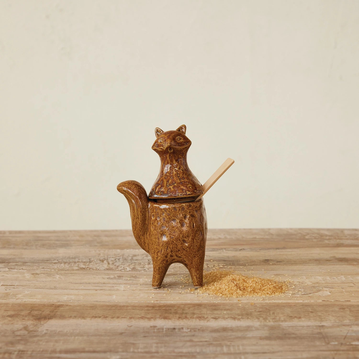 Stoneware Fox Shaped Jar