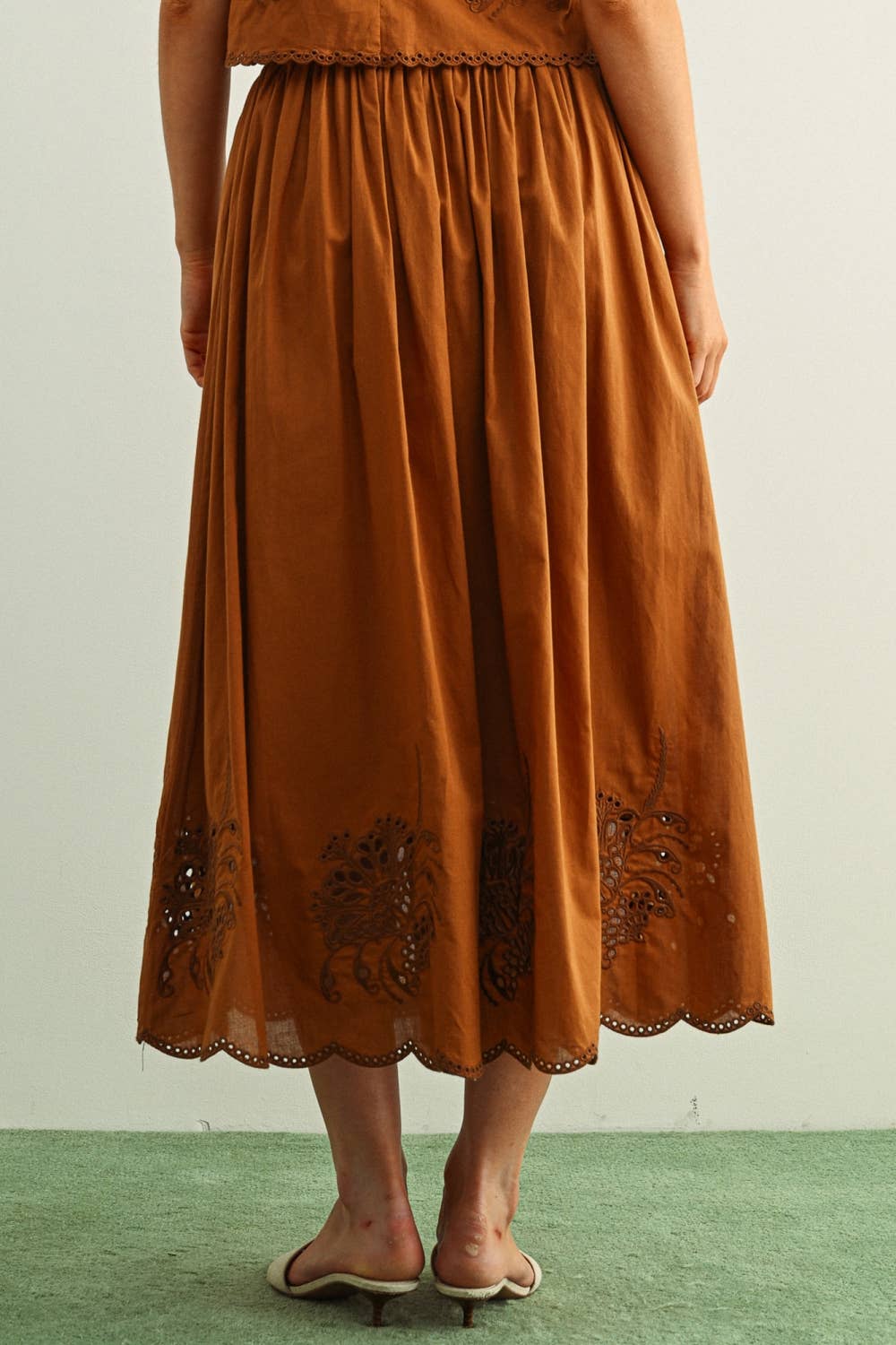 Embroidered Hem Maxi Skirt