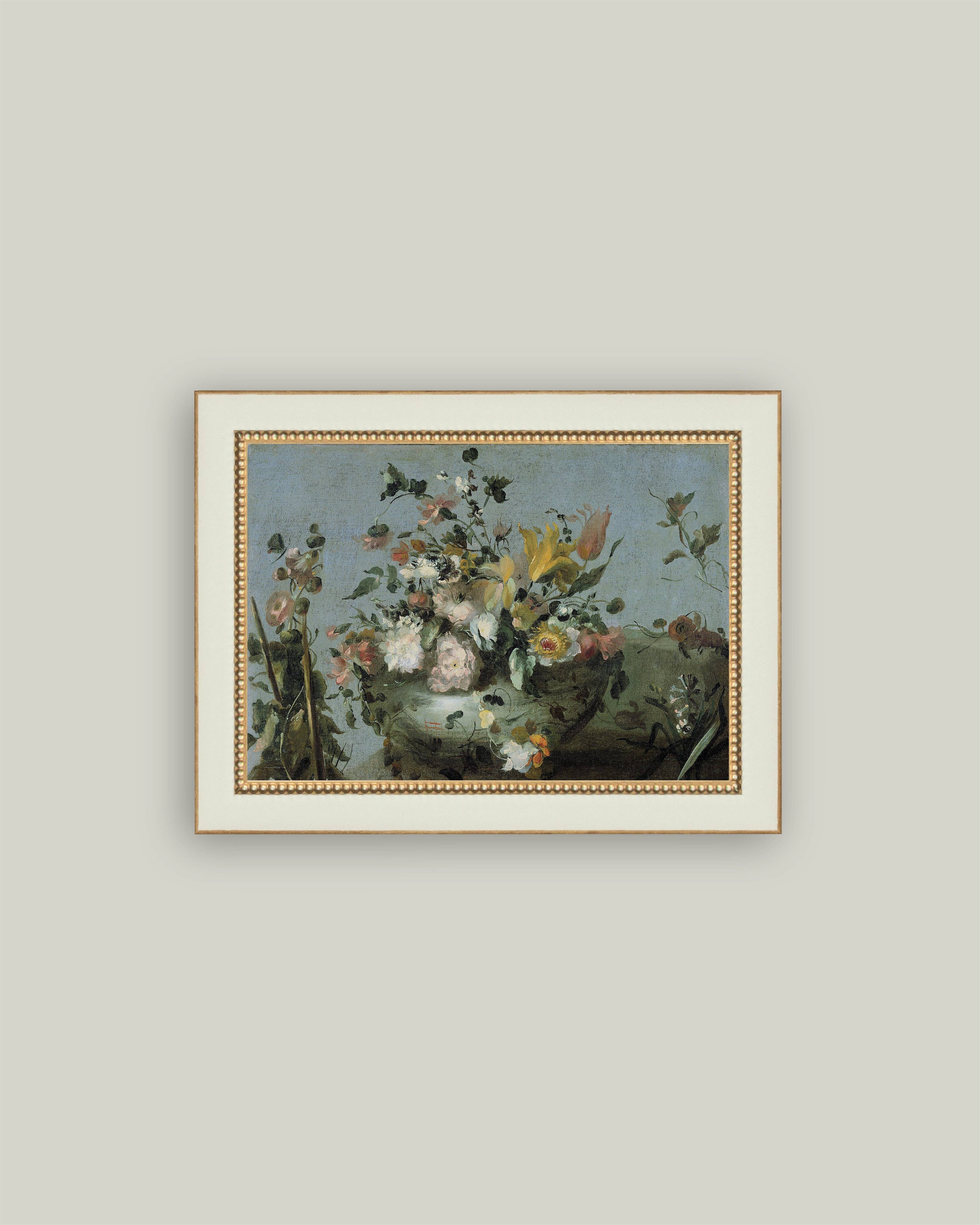 Blue Still Life with Flowers