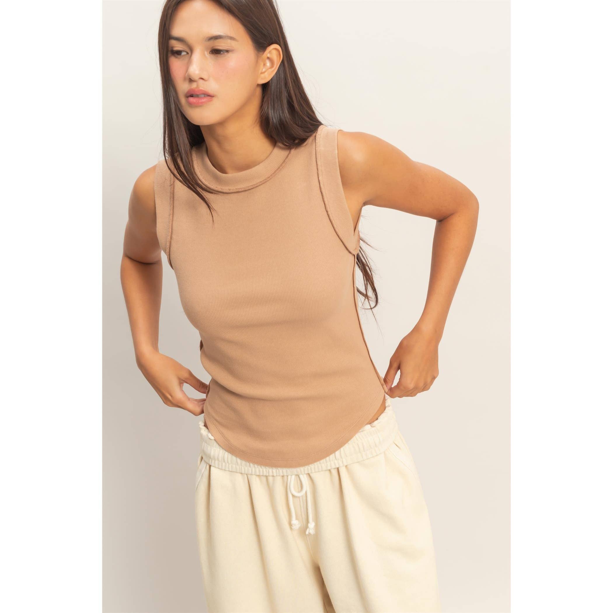 Taupe Seam Detail Tank