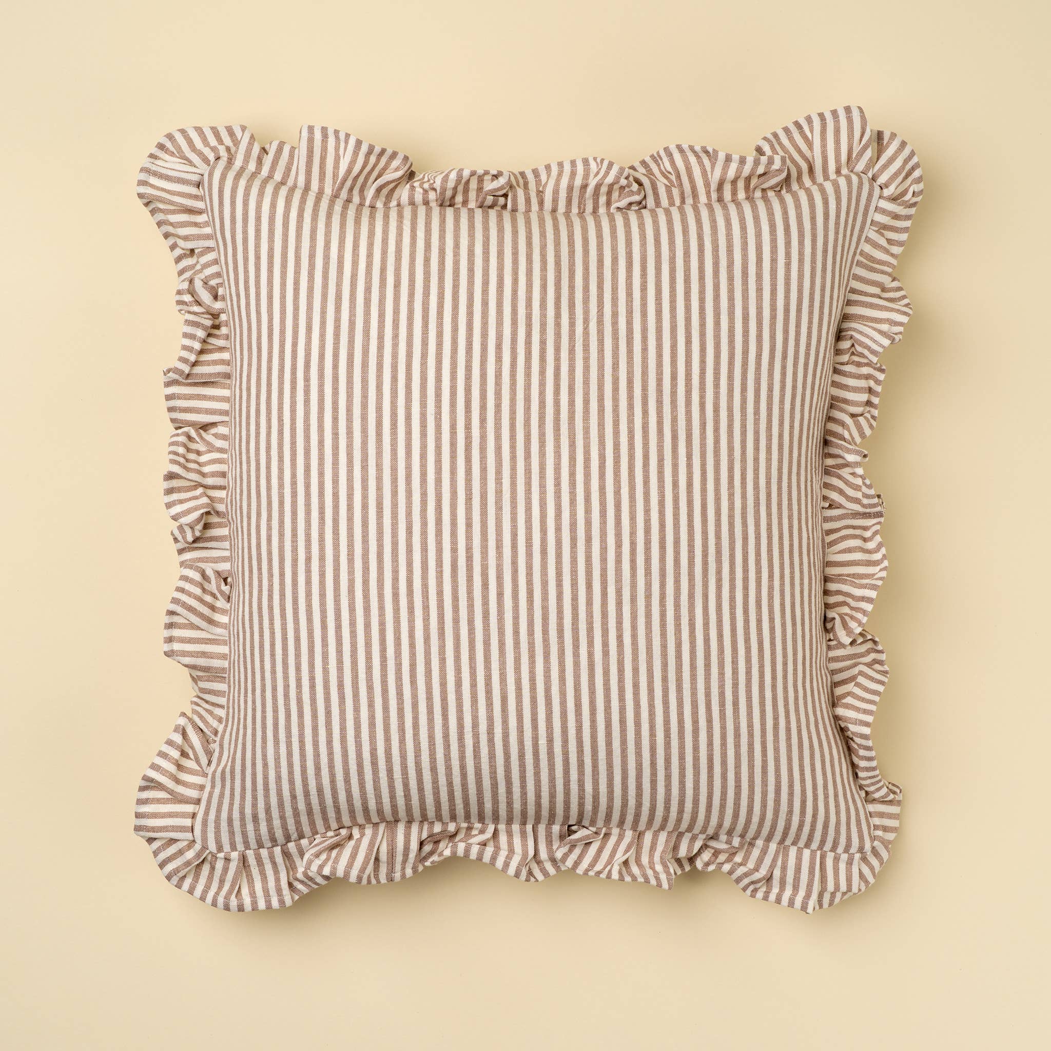 Fawn Ruffle Thin Stripe Pillow