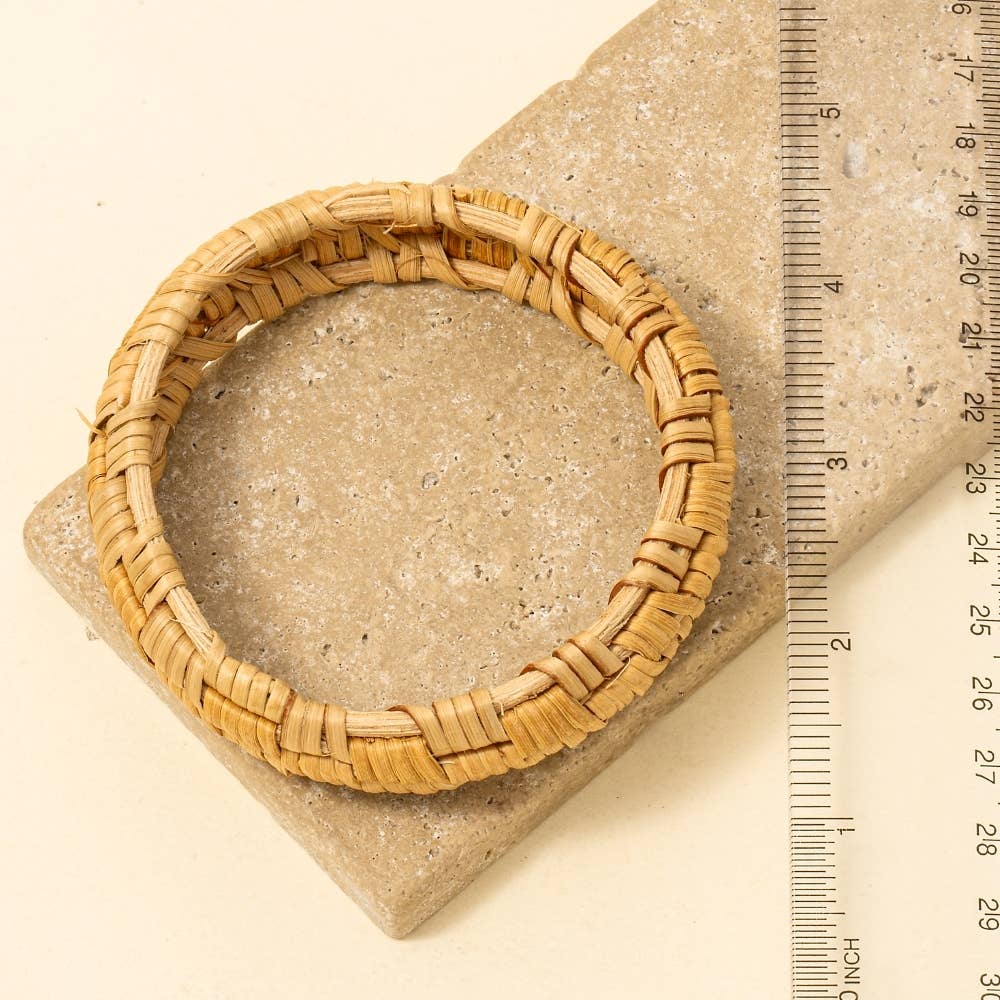 Straw Weave Basket Bangle Bracelet