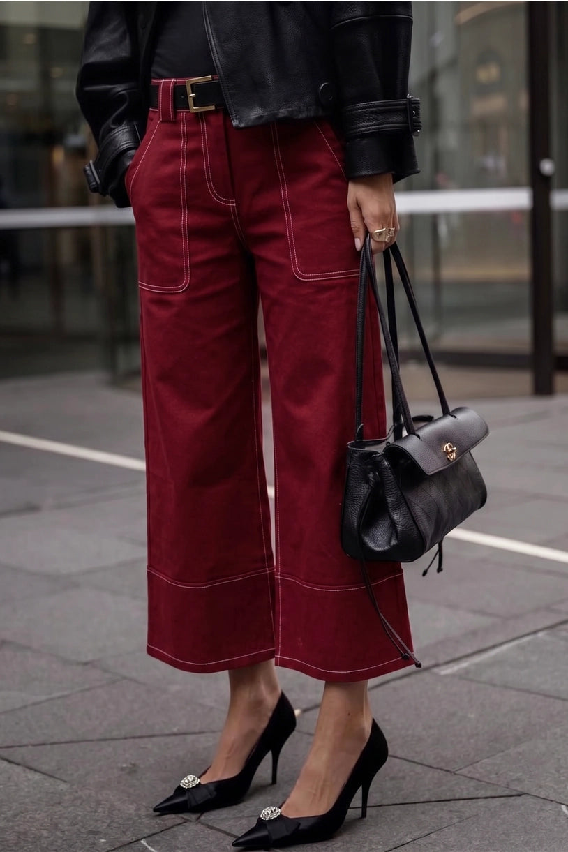High Rise Stitch Detail Jeans
