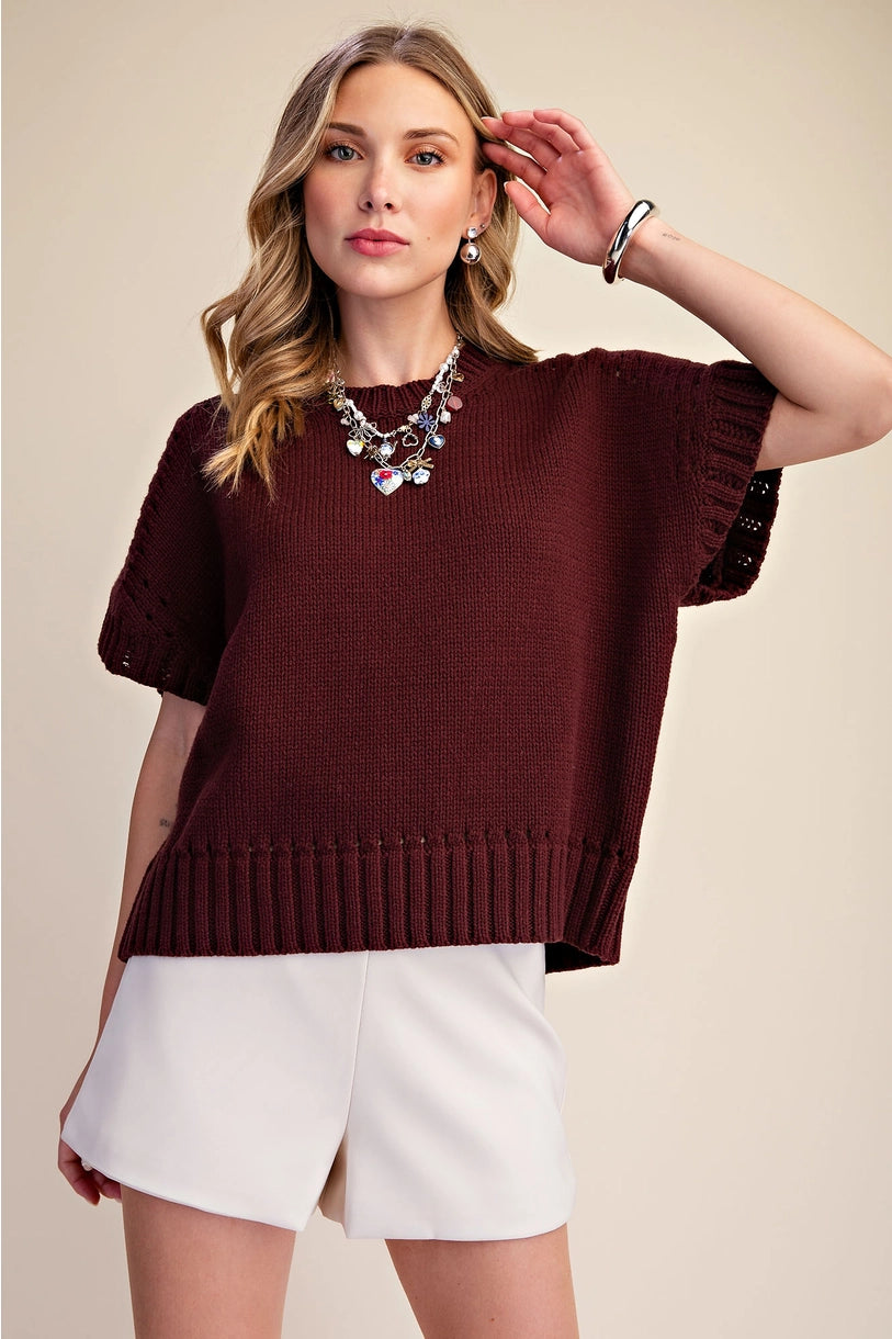 Short-Sleeve Crew-Neck Sweater