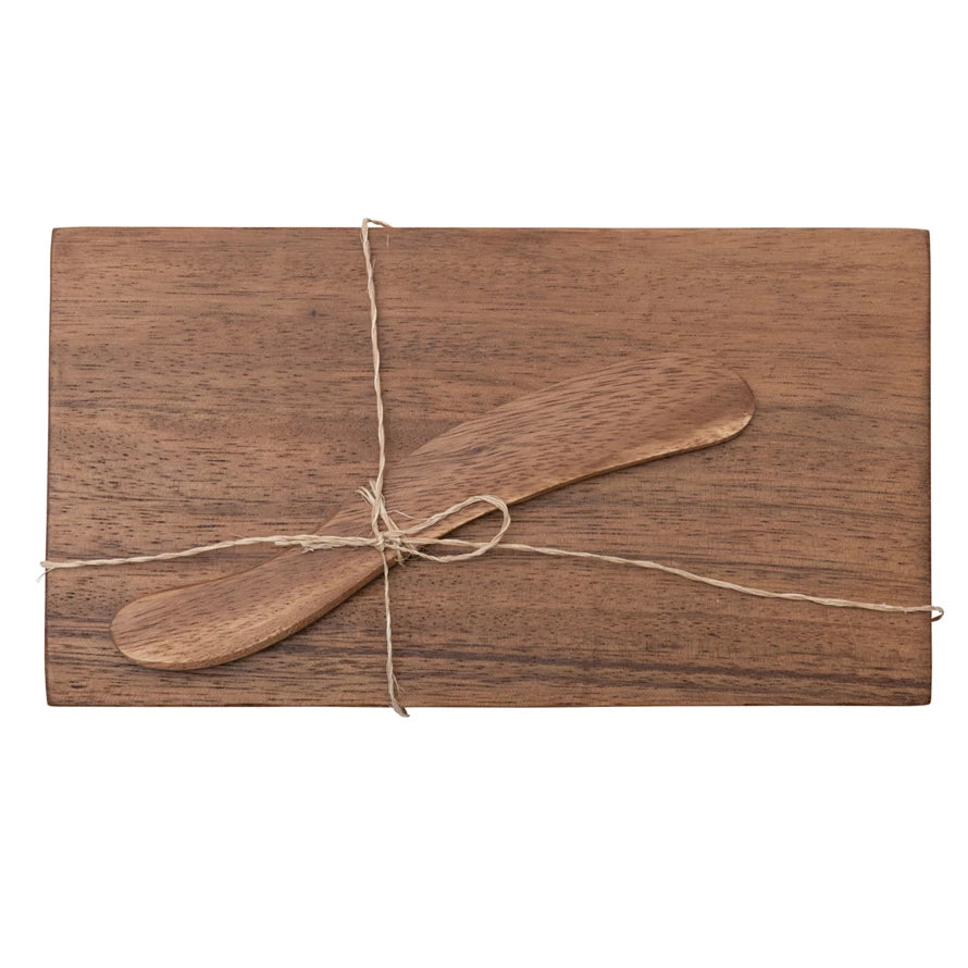 Acacia Wood Cheese Board and Knife