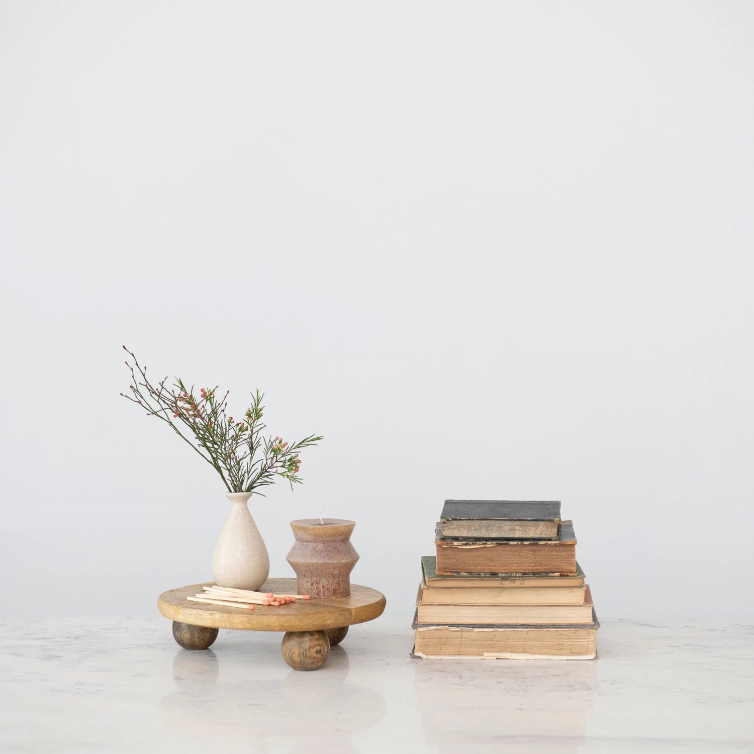 Round Mango Wood Pedestal