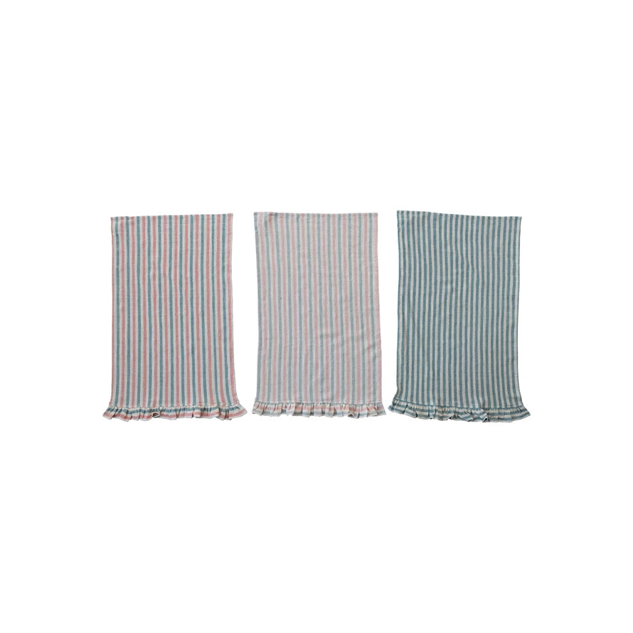 Multicolored Striped Ruffle Tea Towel
