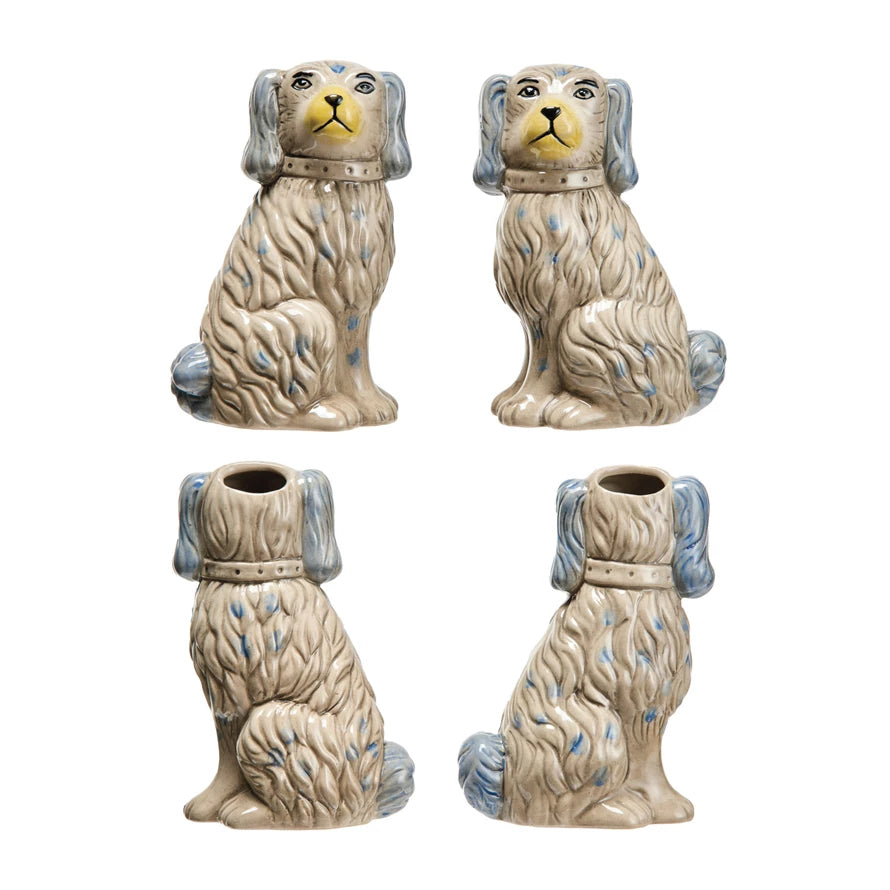 Grey English Staffordshire Dog Vase