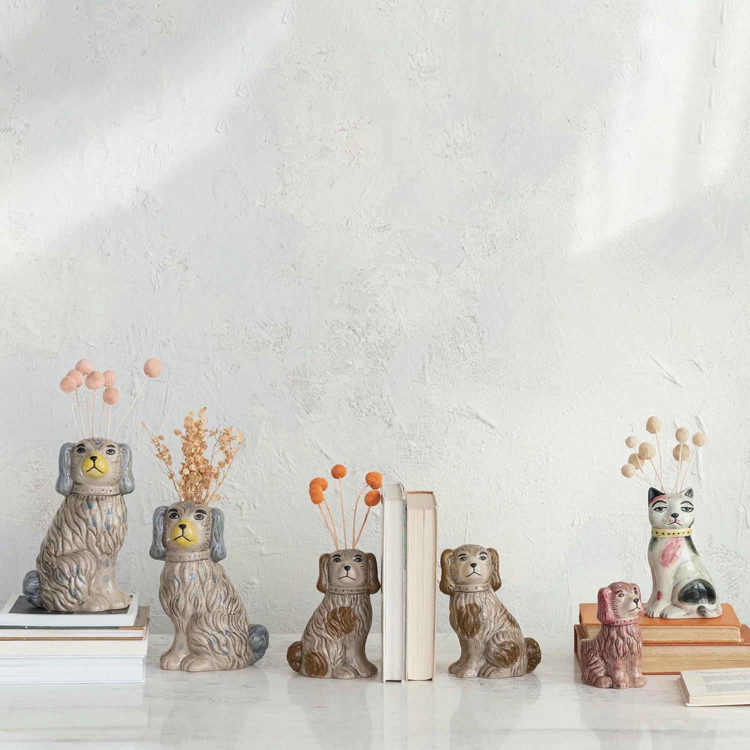 Grey English Staffordshire Dog Vase