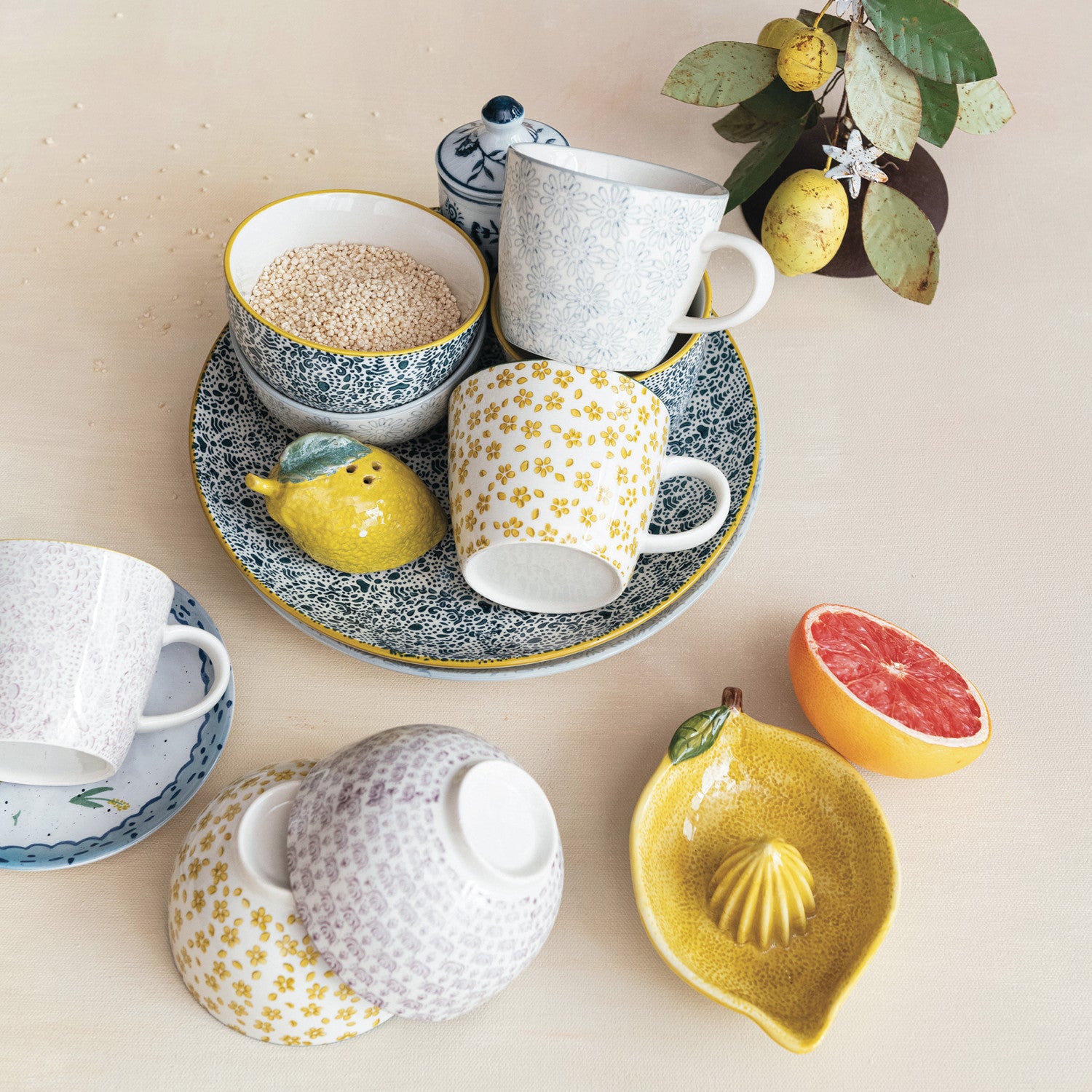 Hand Stamped Stoneware Bowls