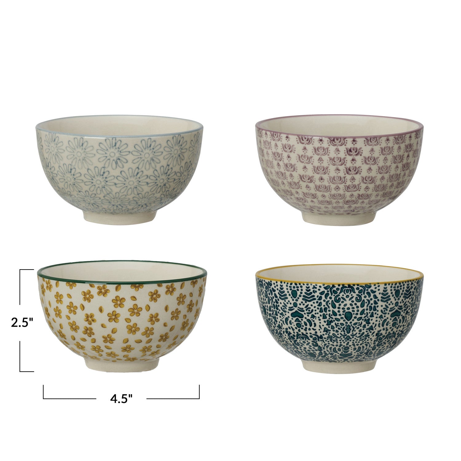 Hand Stamped Stoneware Bowls