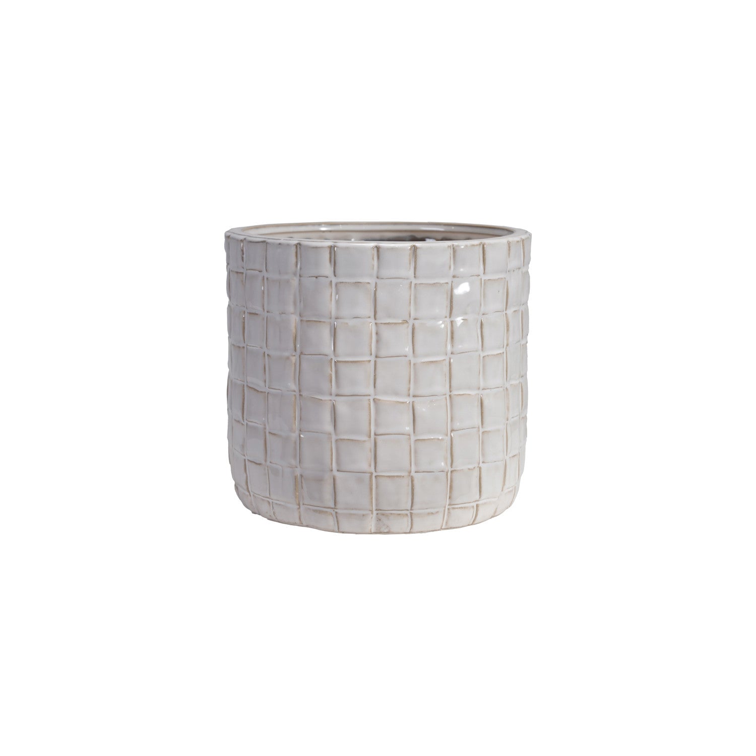Woven Pattern Stoneware Planter