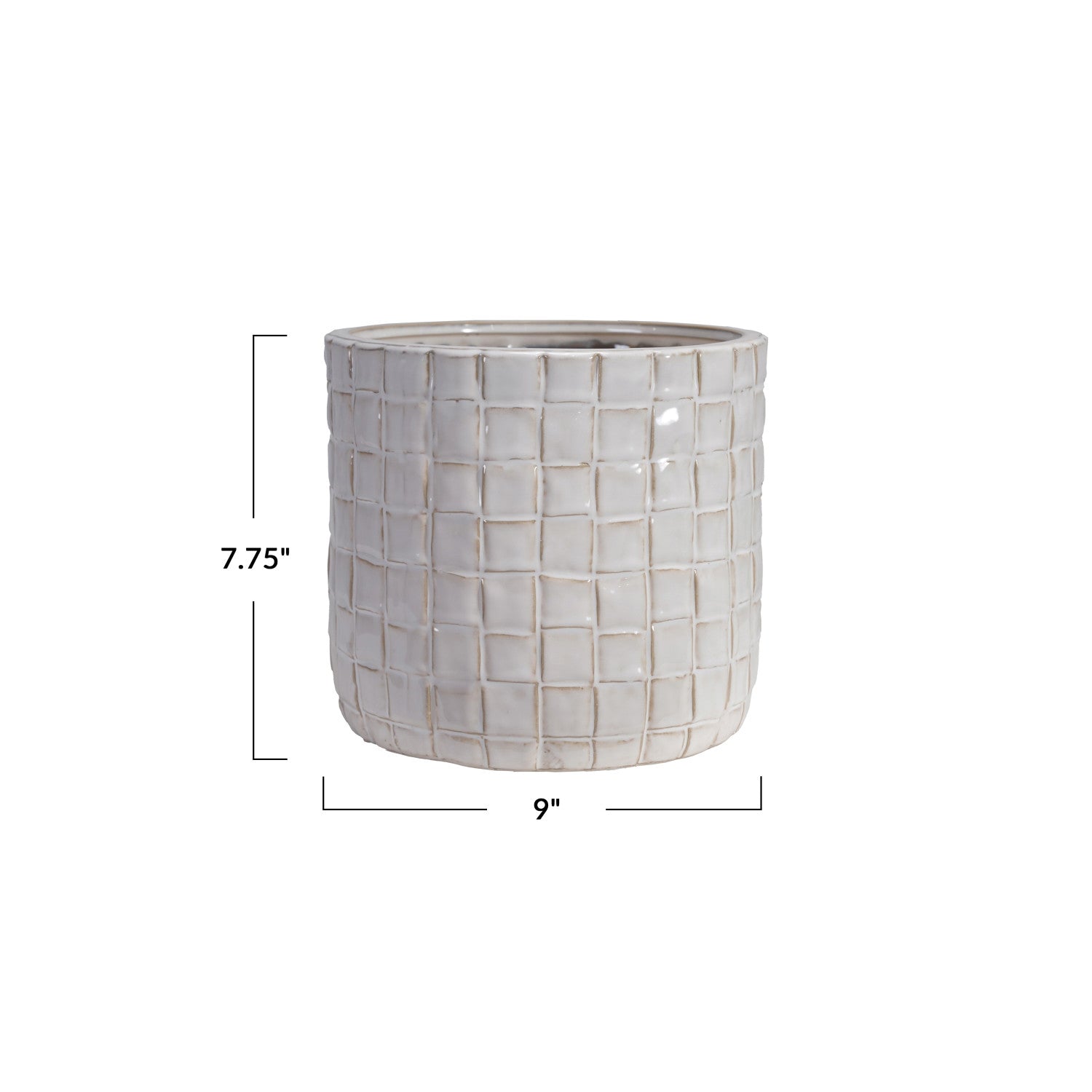 Woven Pattern Stoneware Planter