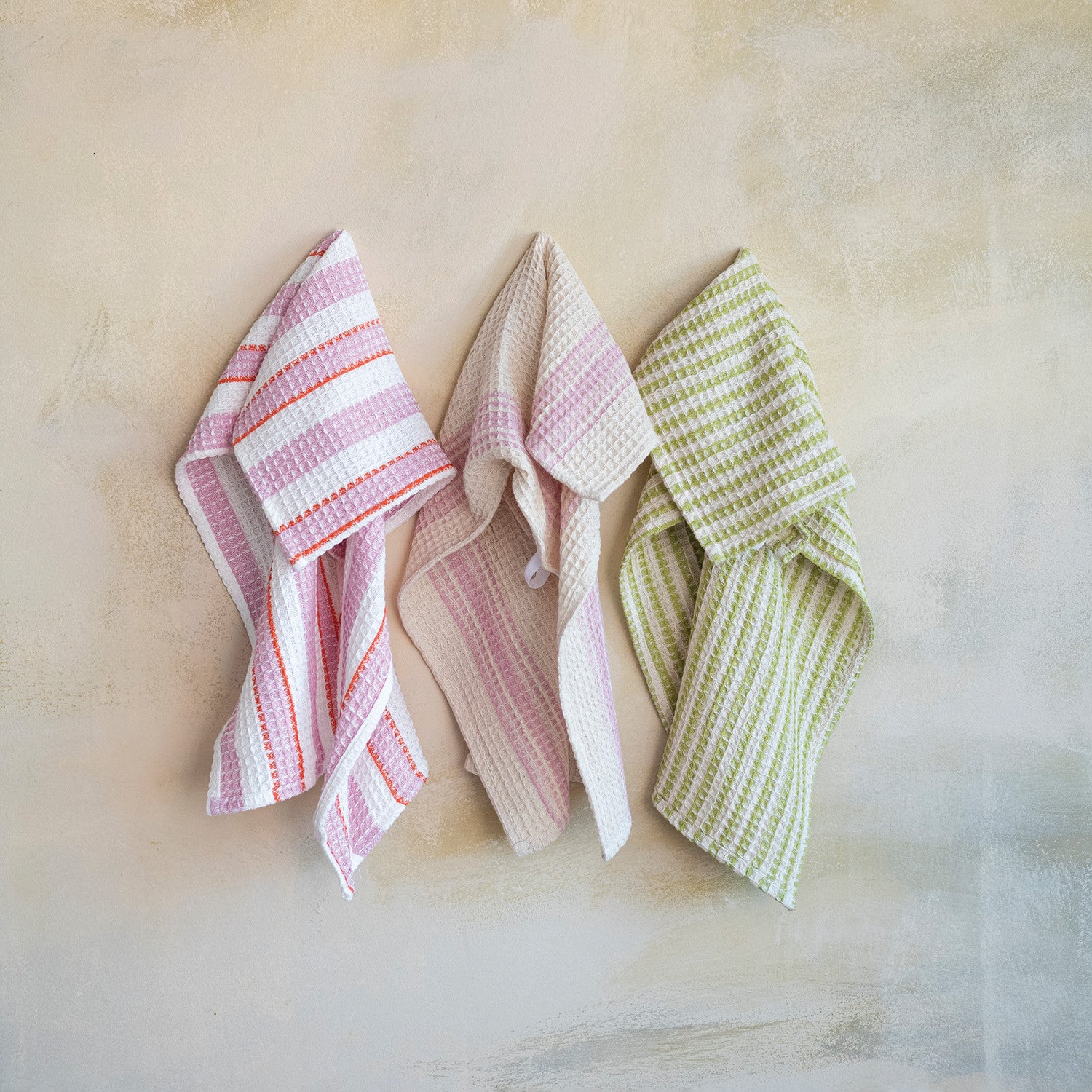 Cotton Waffle Weave Striped Tea Towel
