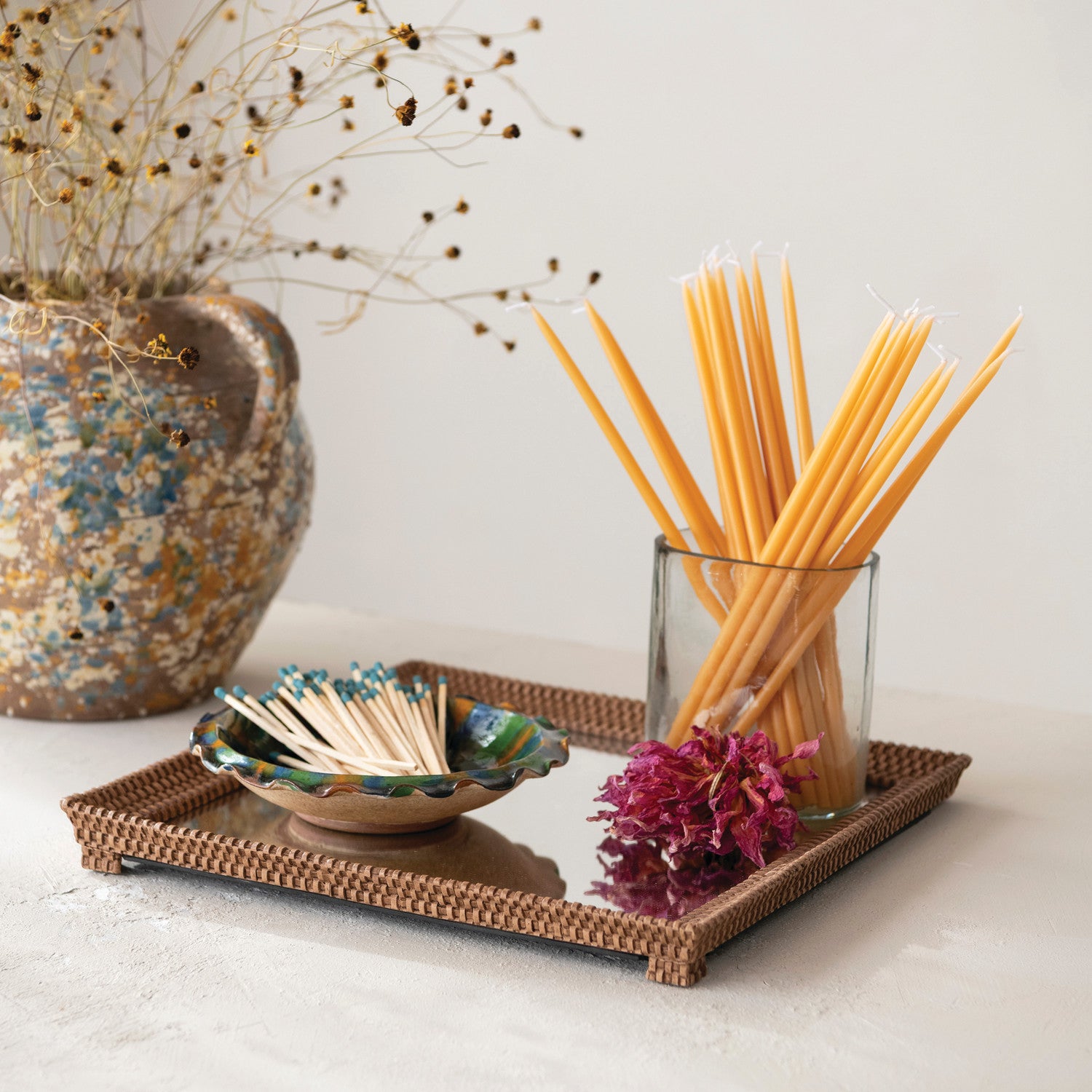 Mirrored Footed Tray