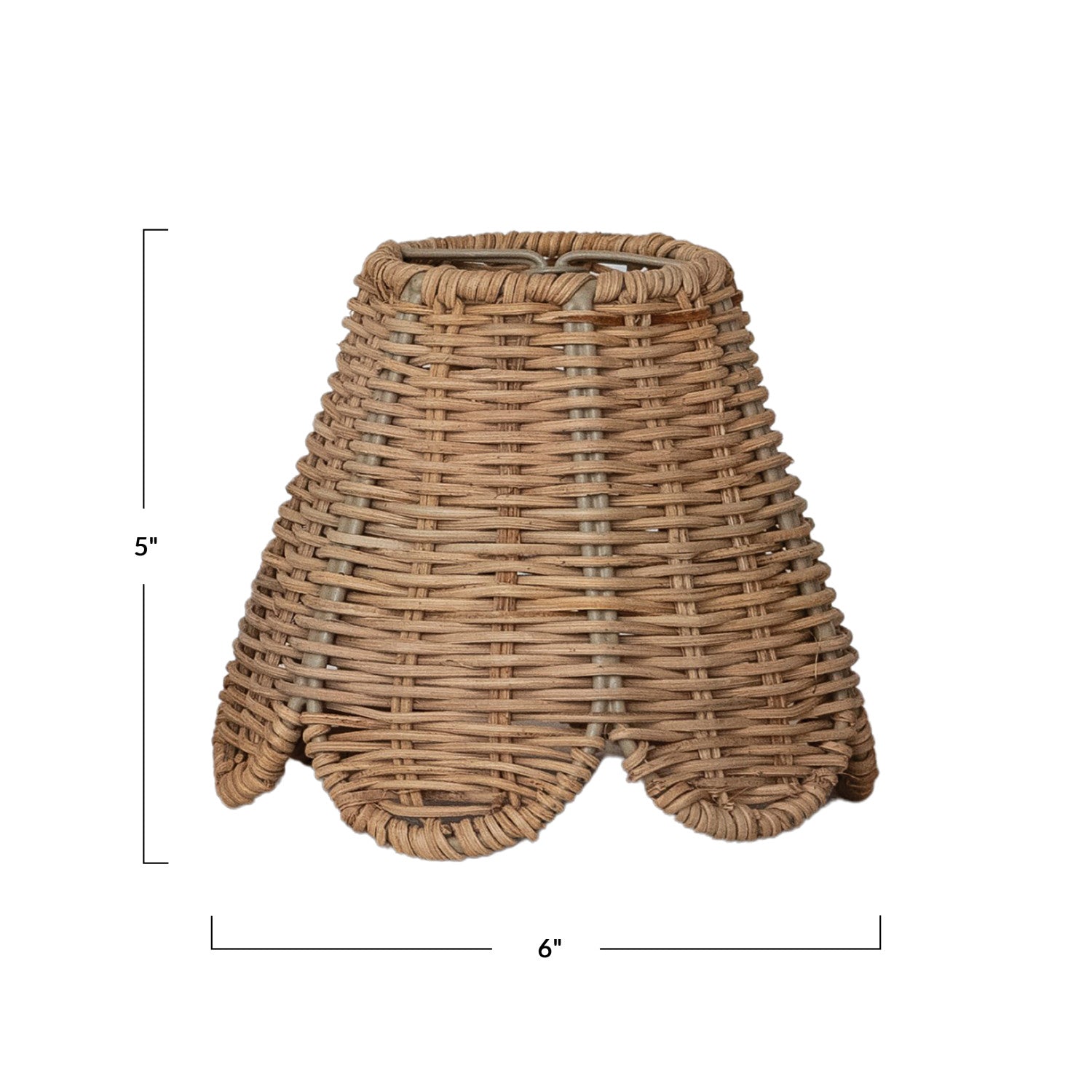Rattan Clip-on Scalloped Lampshade