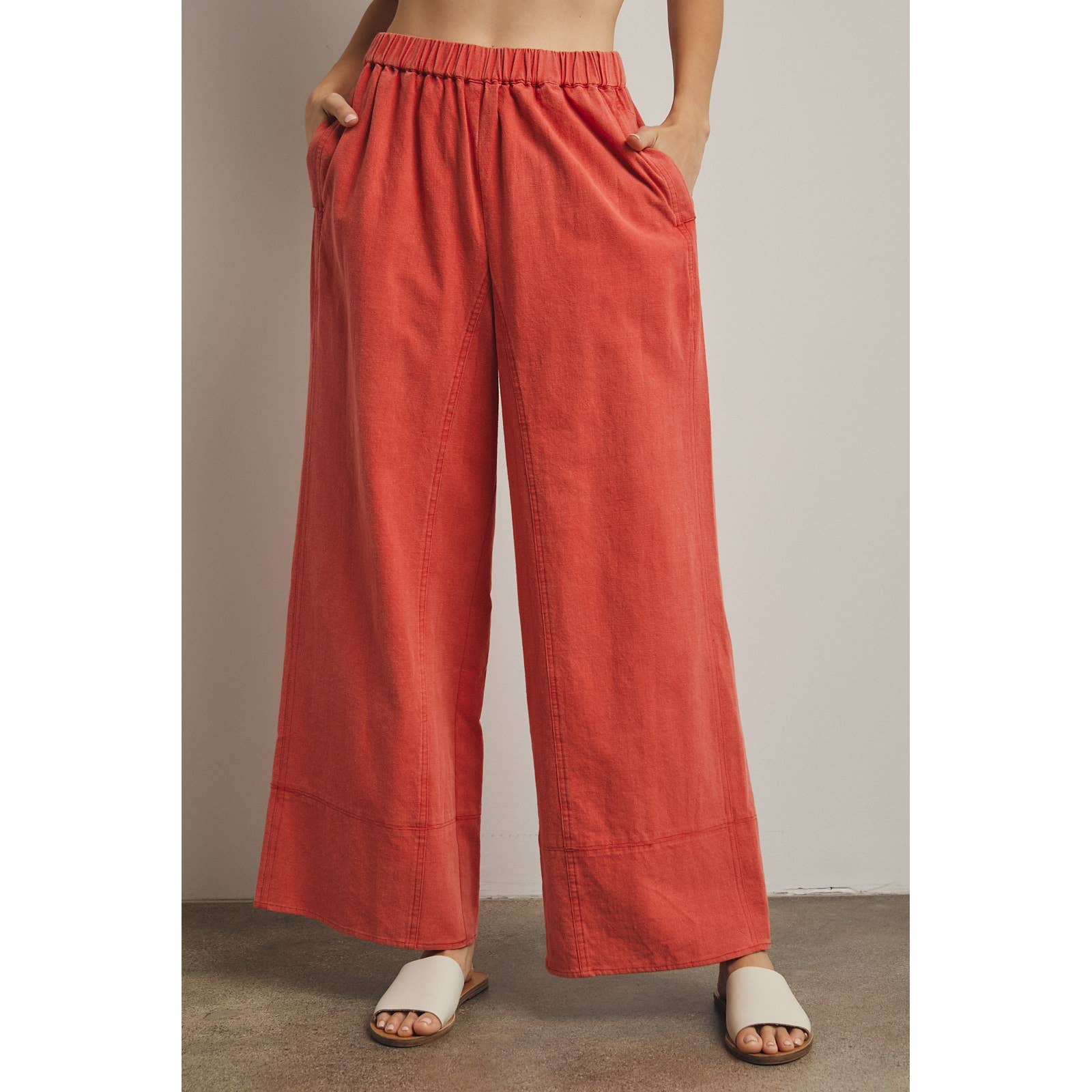 Cotton Wide Leg Pull-On Pants