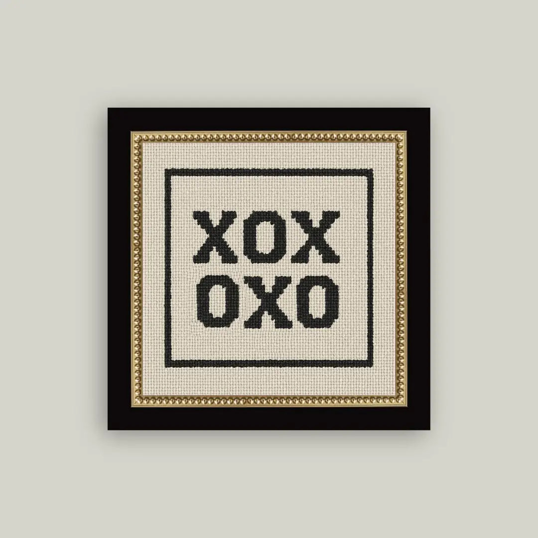 Cross Stitch XOXO Framed Antique Print