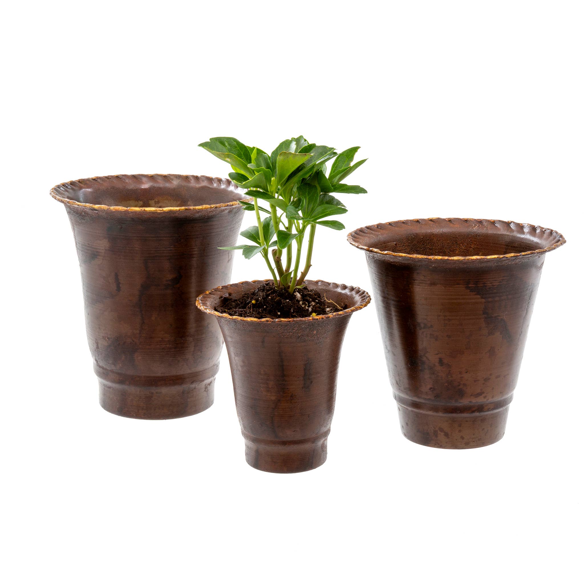 Leather Effect Trumpet Decorative Pots