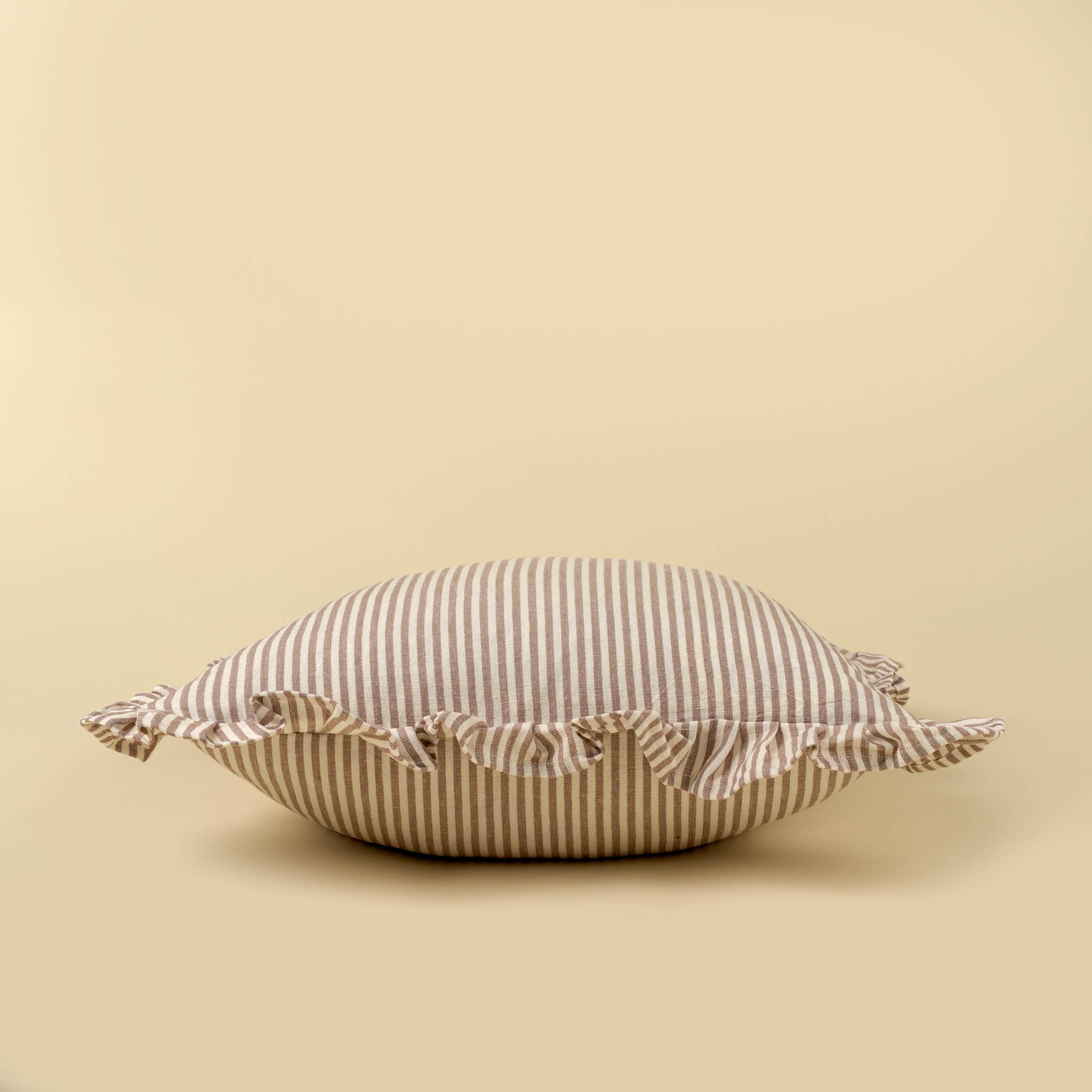 Fawn Ruffle Thin Stripe Pillow