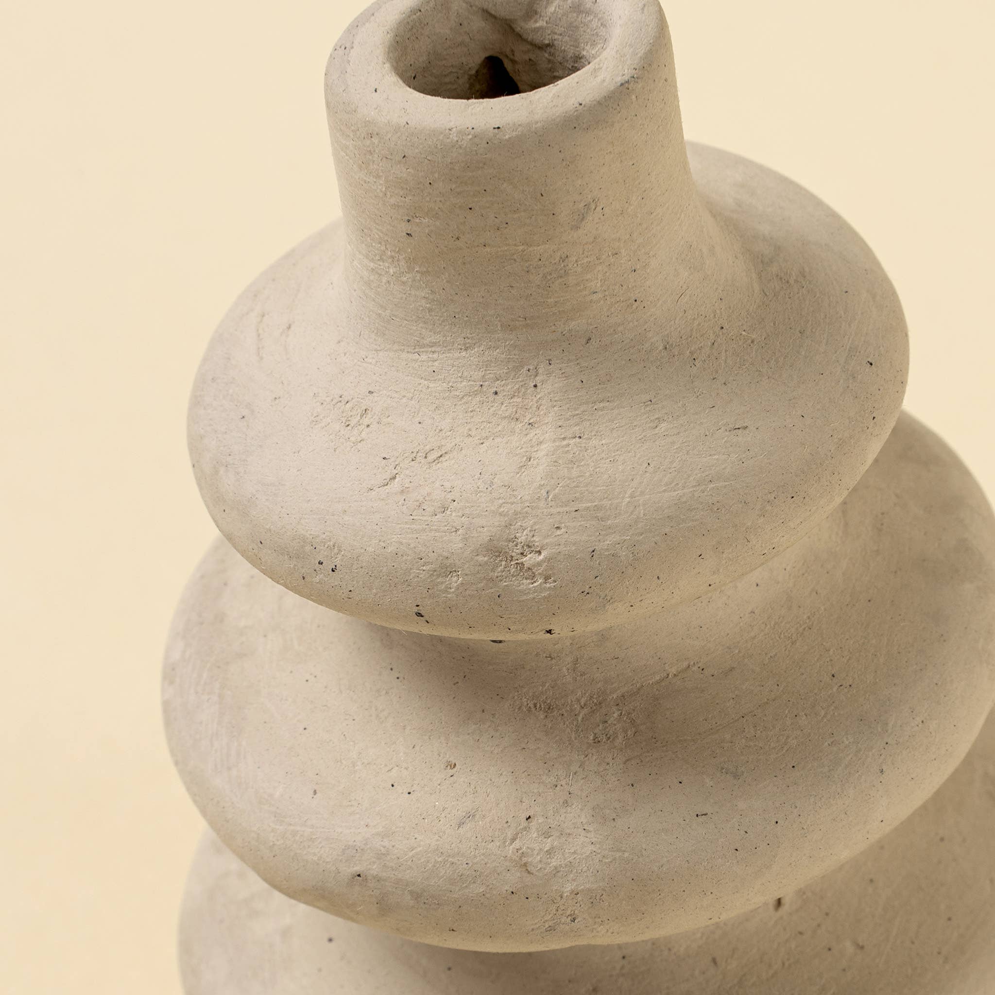 Creamy Paper Mache Bud Vase