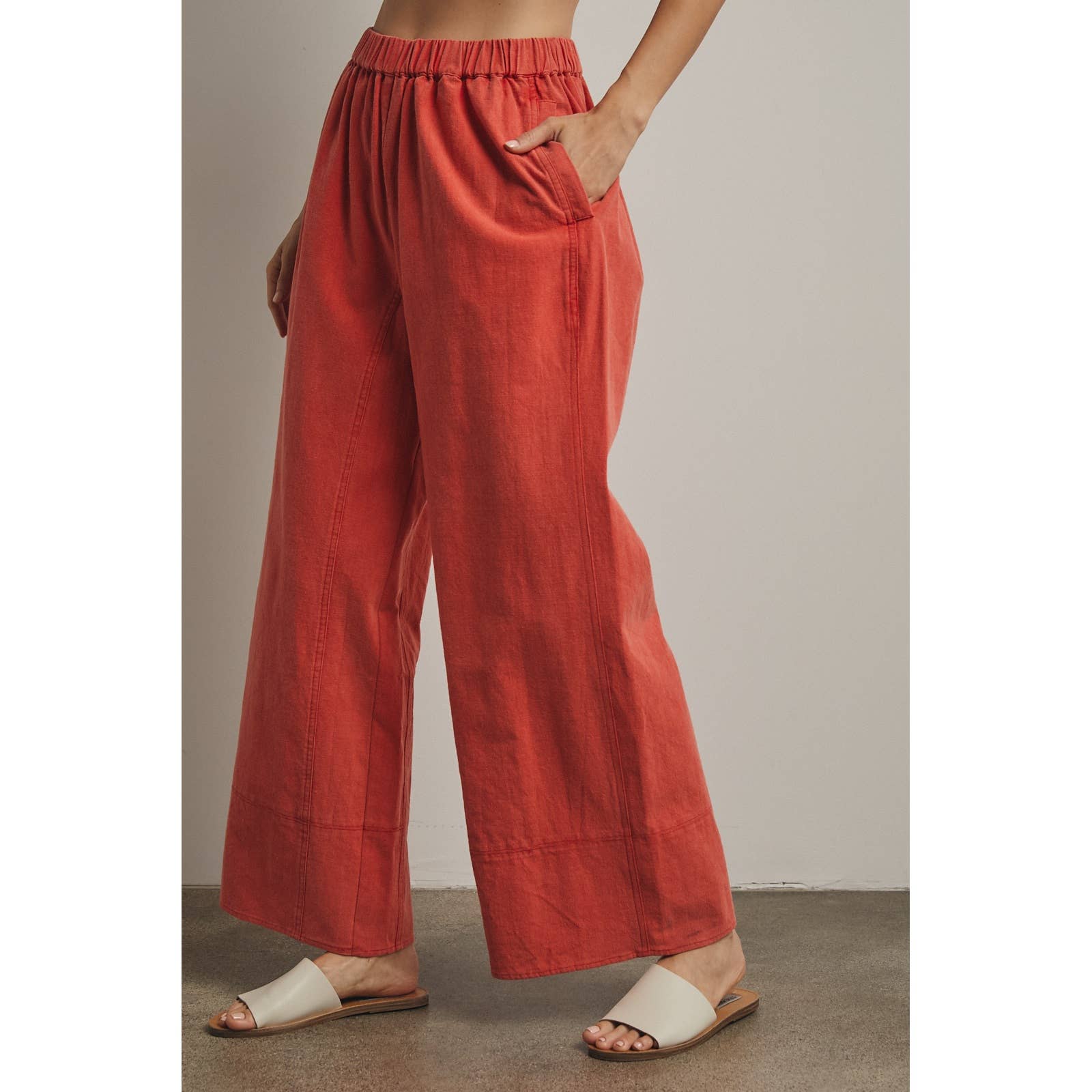 Cotton Wide Leg Pull-On Pants