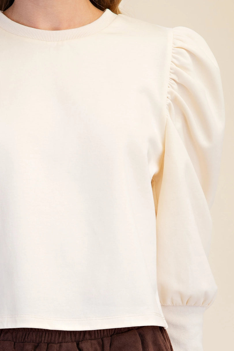 Puff Ribbed Pullover Top