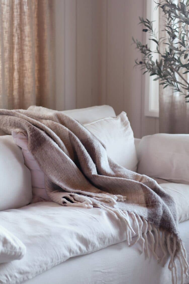 Taupe Checkerboard Throw