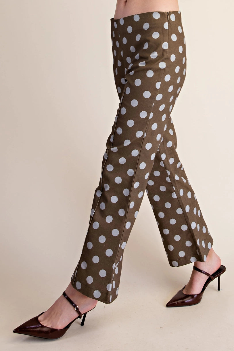 High Waist Polka Dot Flare Crop Pants
