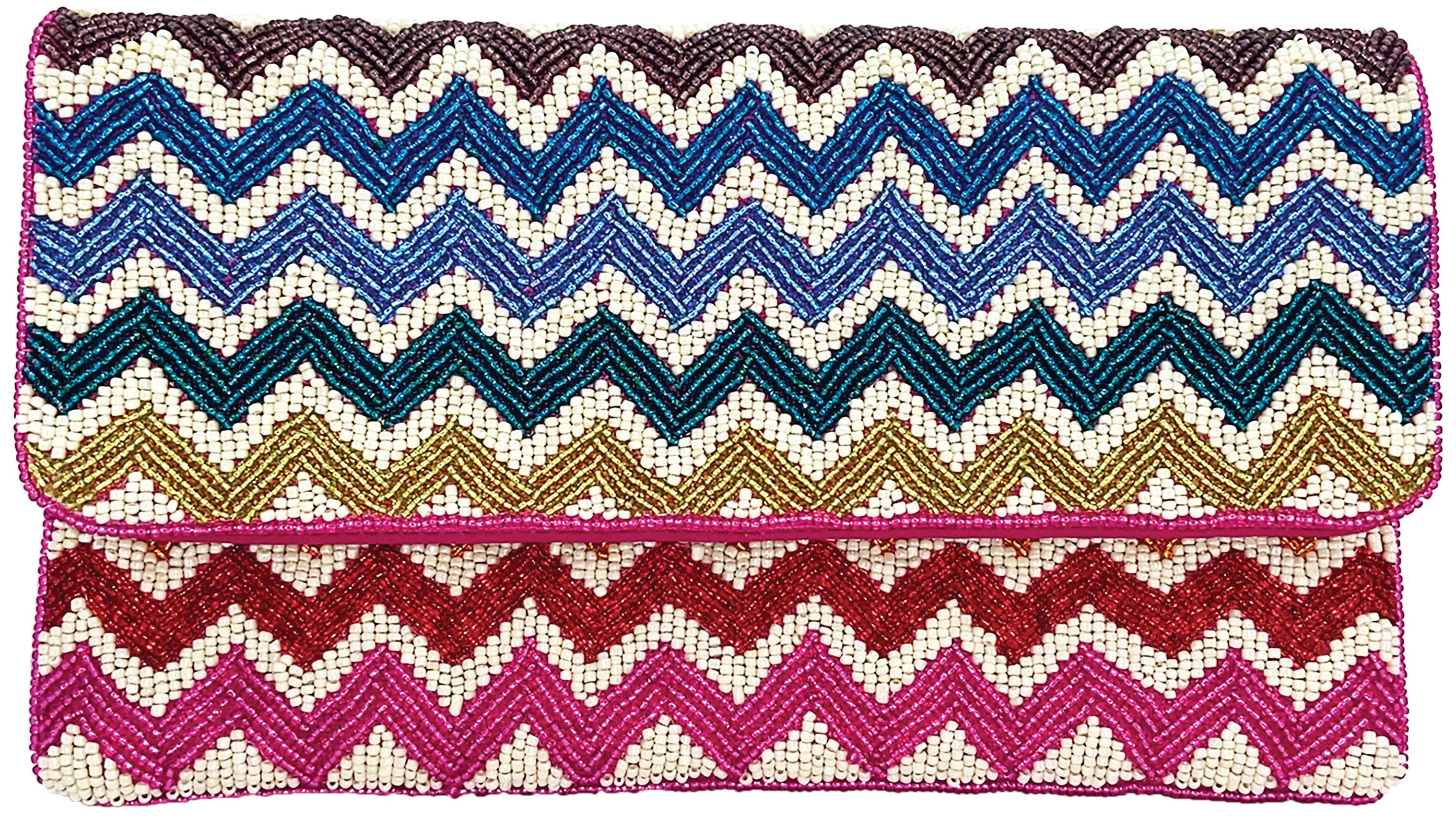 Chevron Rainbow Beaded Clutch