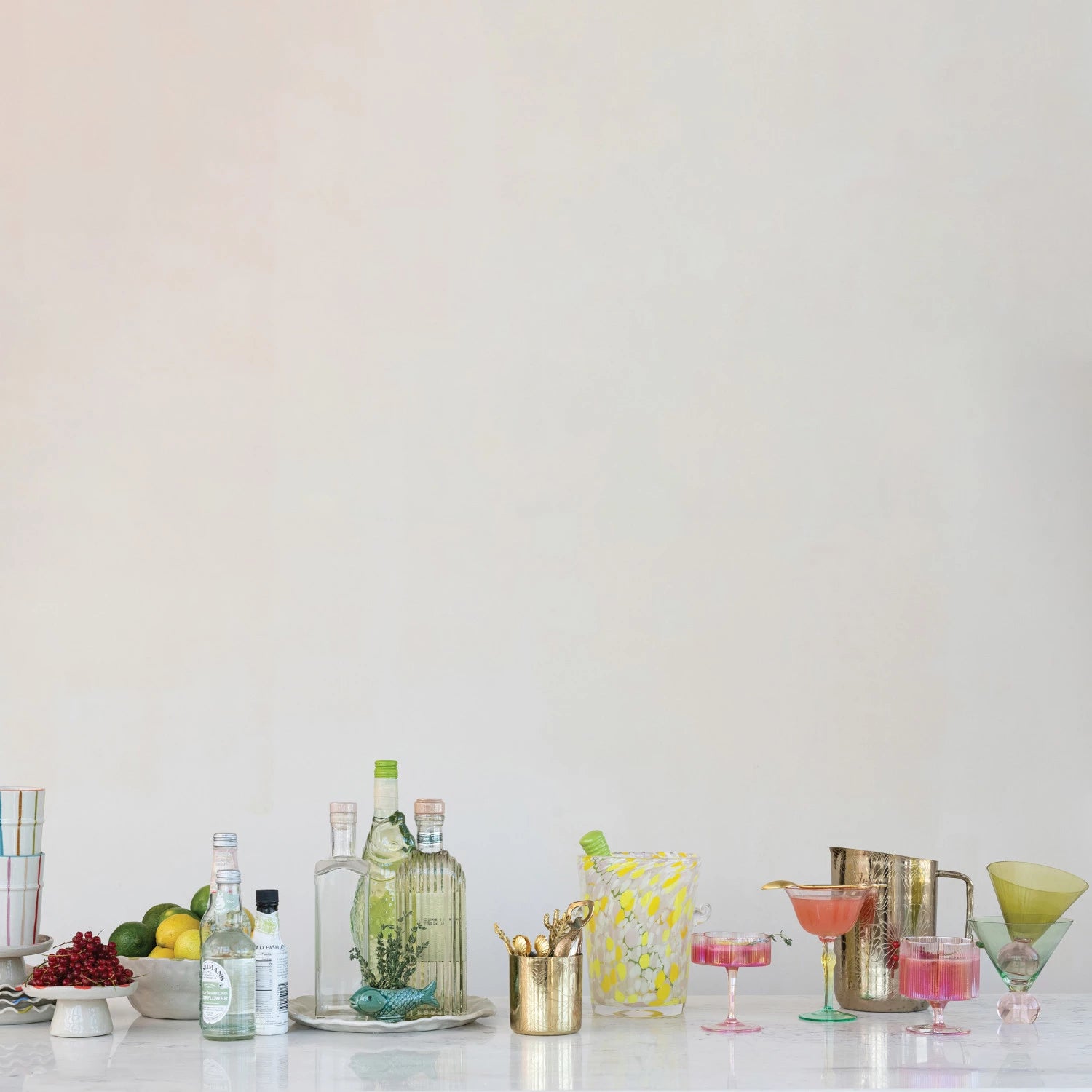 Hand-Blown Pleated Flower Shaped Coupe Glass