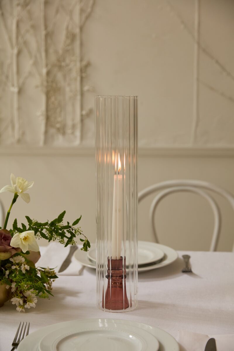 Ribbed Optic Glass Candle Sleeve