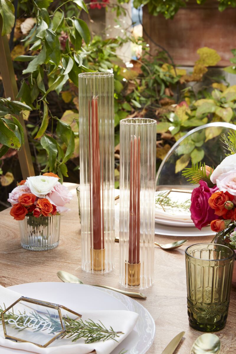 Ribbed Optic Glass Candle Sleeve