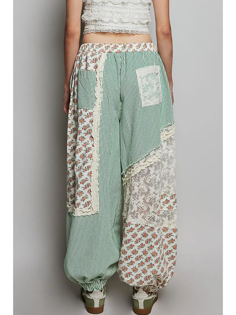 Crochet and Striped Jogger Pant