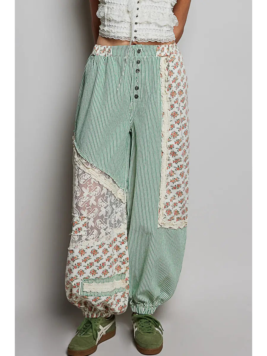 Crochet and Striped Jogger Pant