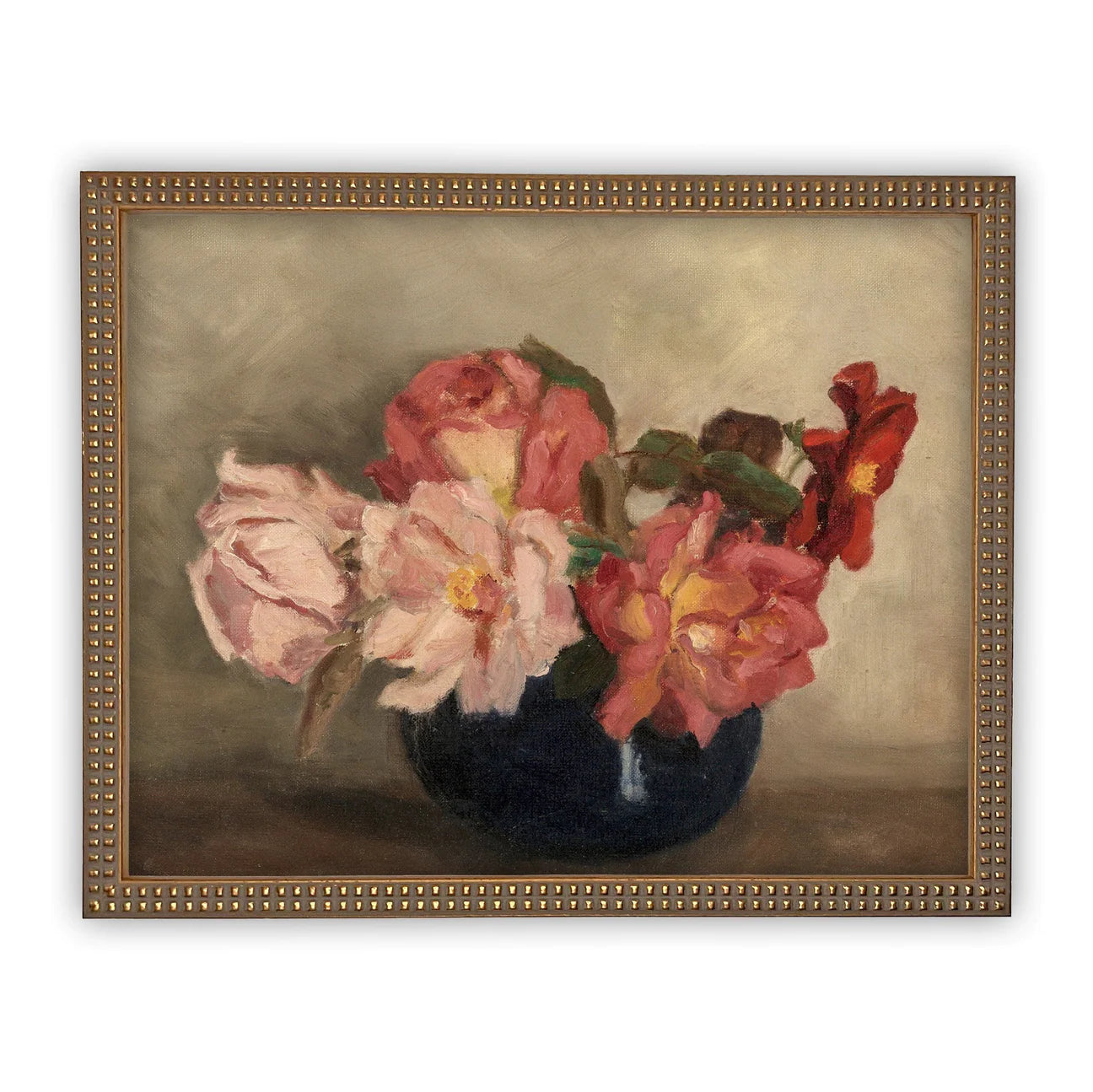 Pink Flowers Framed Canvas Art