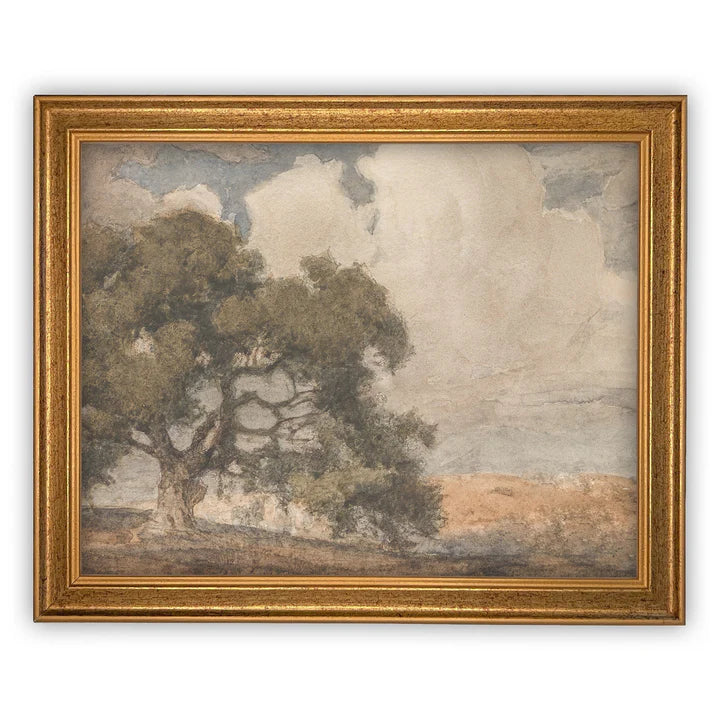 Muted Tree Framed Canvas Art