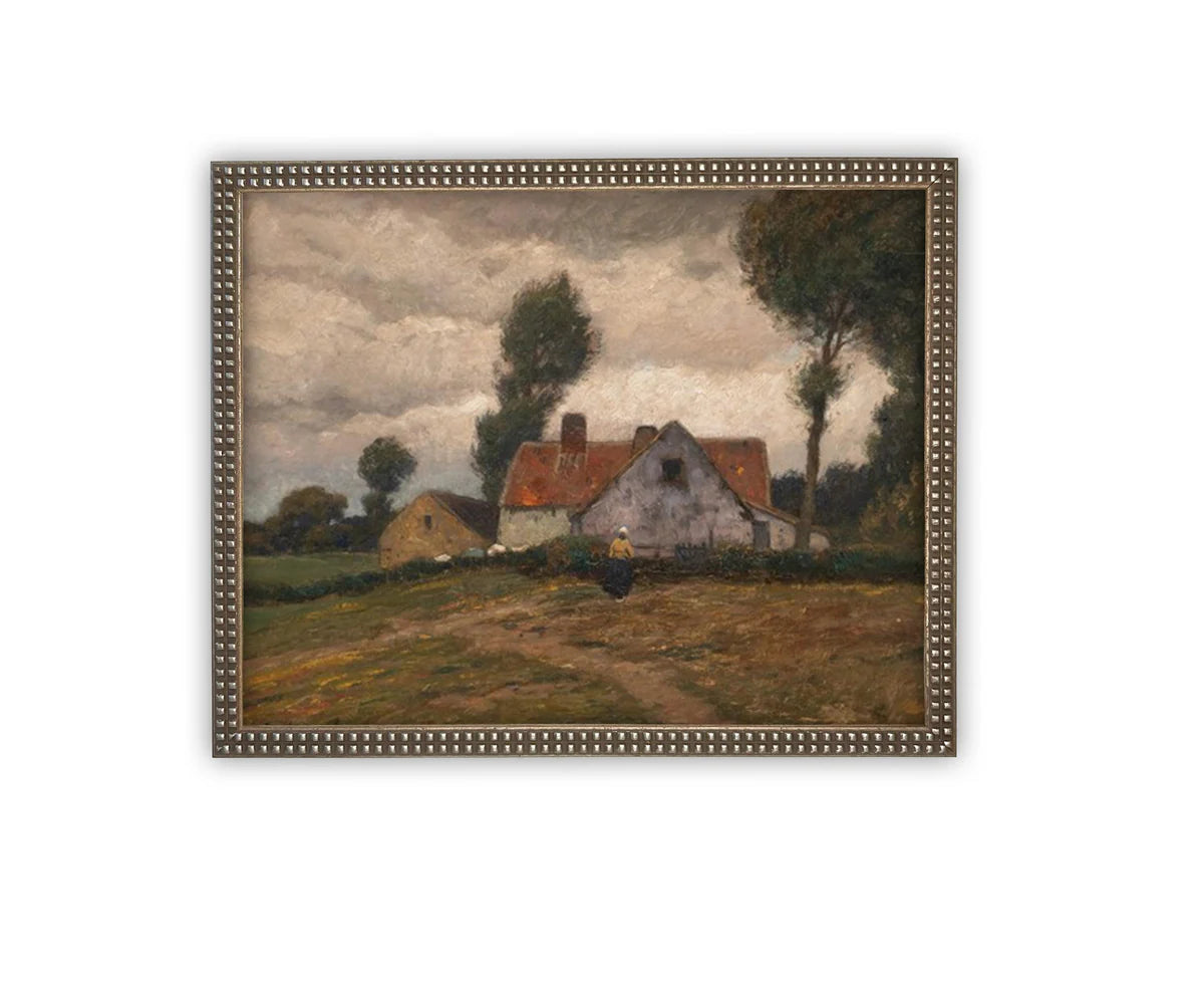 Red Roof Barn Framed Canvas