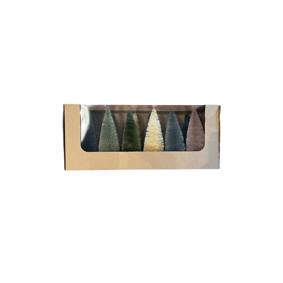 Set of 12 Muted Bottle Brush Trees