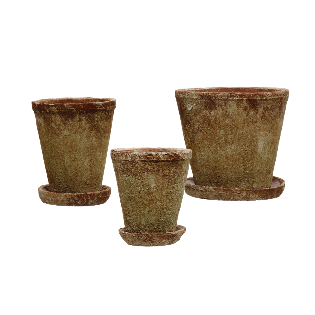 distressed plant pots Distressed Cement Planters