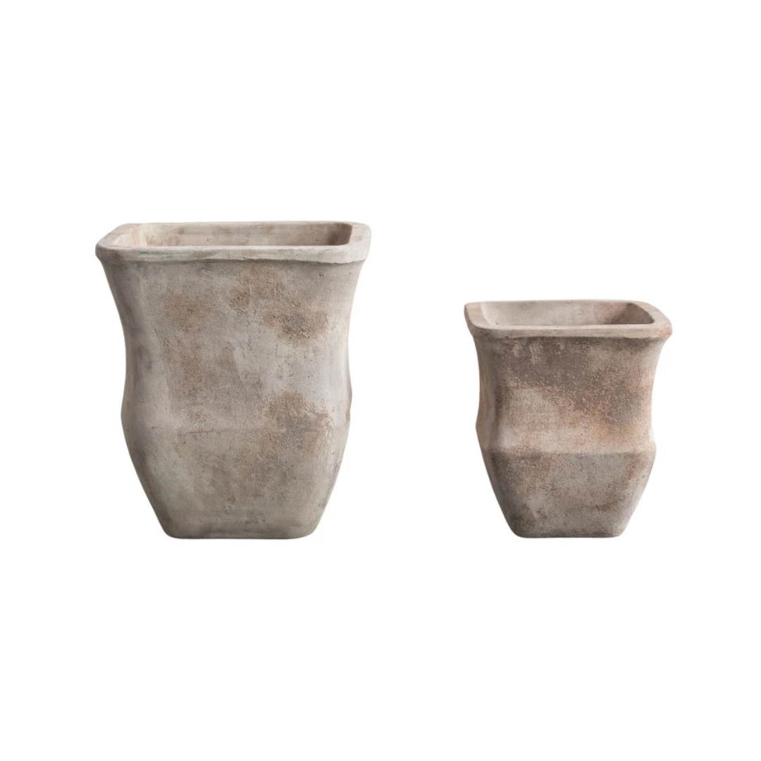 square ceramic planter pots Distressed Square Outdoor Planters