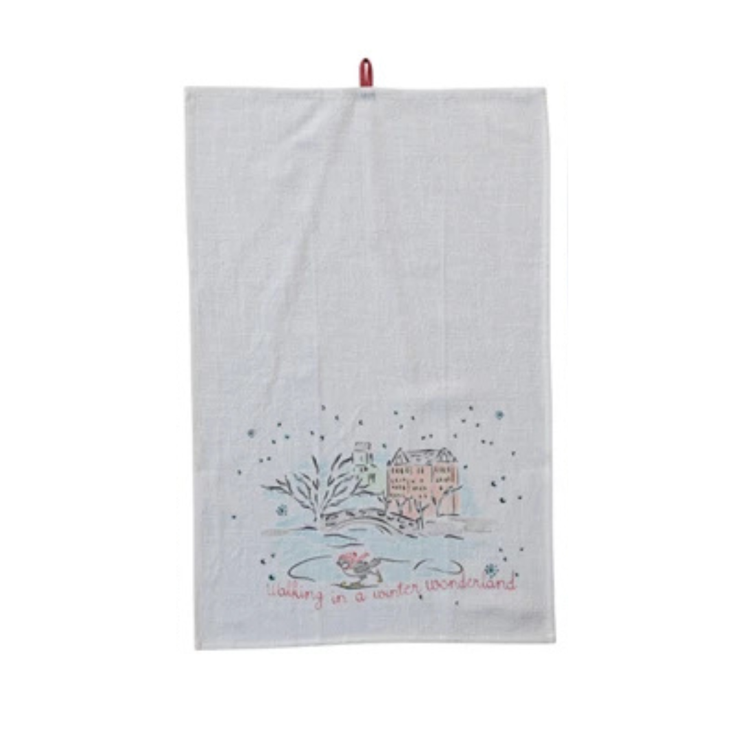 Holiday Village Scene Tea Towels