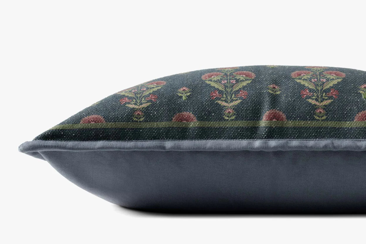 Floral Stitch Blue Pillow